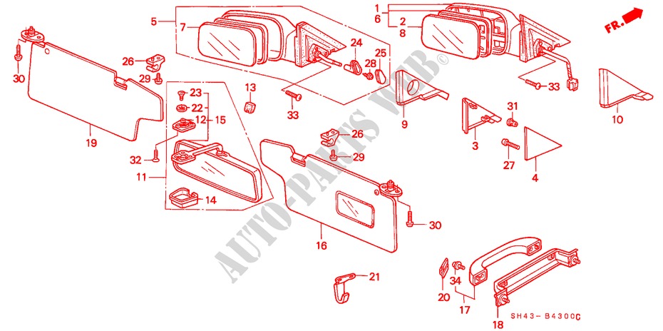 ACCESORIOS INTERIORES para Honda CIVIC LX 4 Puertas 5 velocidades manual 1988