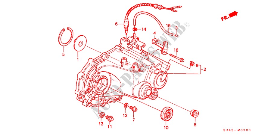 ALOJAMIENTO TRANSMISION para Honda CIVIC LX 4 Puertas 5 velocidades manual 1988
