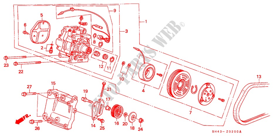 COMPRESOR(MATSUSHITA) para Honda CIVIC LX 4 Puertas 5 velocidades manual 1988