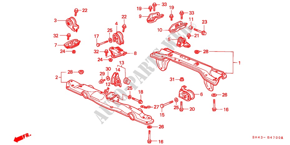 SOPORTES DE MOTOR para Honda CIVIC LX 4 Puertas 5 velocidades manual 1988
