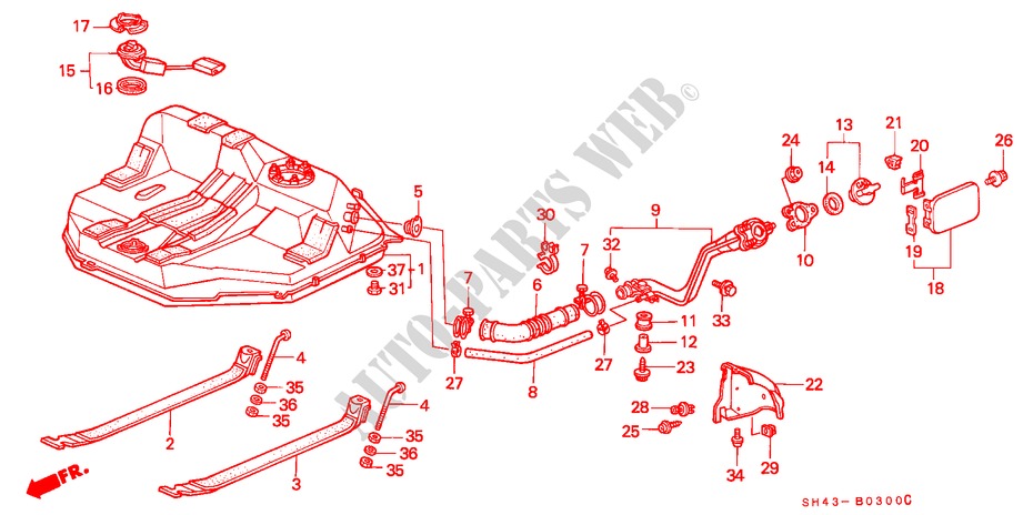 TANQUE DE COMBUSTIBLE para Honda CIVIC LX 4 Puertas 5 velocidades manual 1988