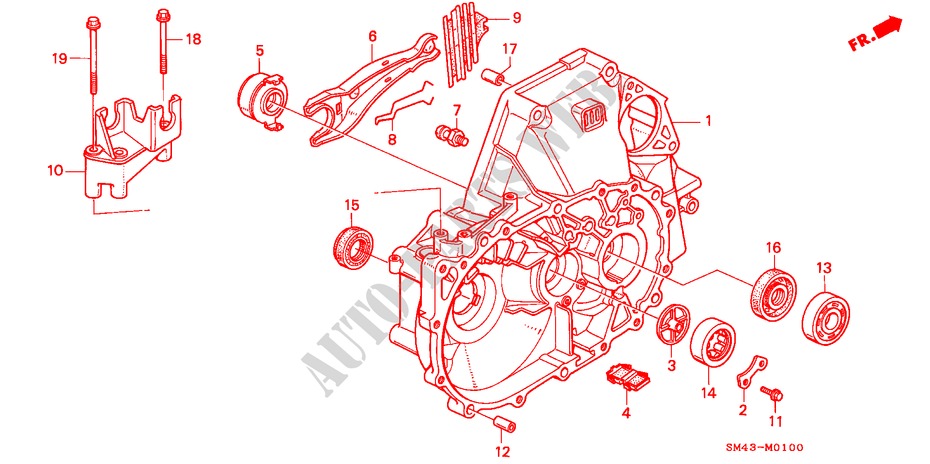 ALOJAMIENTO DE EMBRAGUE para Honda ACCORD EX 4 Puertas 5 velocidades manual 1993