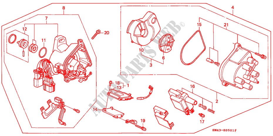 DISTRIBUIDOR(TEC)(1) para Honda ACCORD LX 4 Puertas 5 velocidades manual 1990