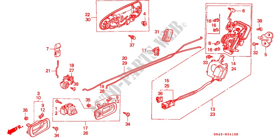 CERRADURAS PUERTA TRAS. para Honda CIVIC EX 4 Puertas 5 velocidades manual 1993