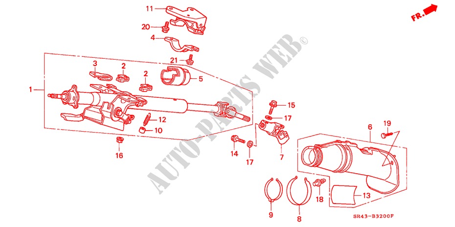 COLUMNA DE DIRECCION para Honda CIVIC EX 4 Puertas 5 velocidades manual 1993