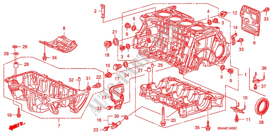 BLOQUE DE CILINDRO/COLECTOR DE ACEITE(1.8L) para Honda CIVIC LX 4 Puertas 5 velocidades manual 2006