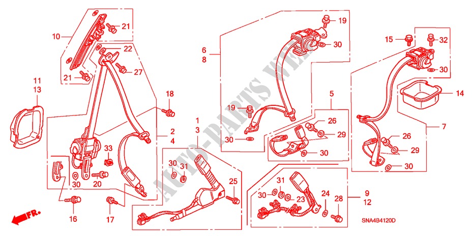 CINTURONES DE SEGURIDAD para Honda CIVIC LX 4 Puertas 5 velocidades manual 2006