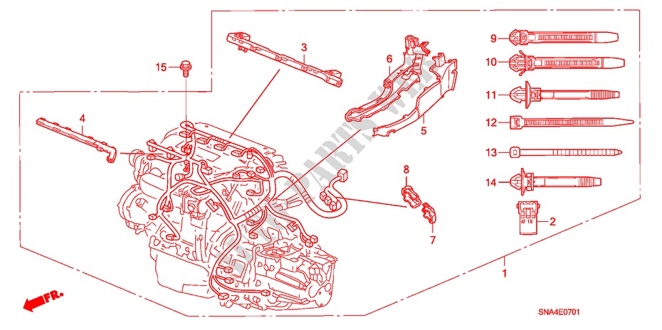 CONJ. DE CABLES DE MOTOR(2.0L) para Honda CIVIC SI 4 Puertas 6 velocidades manual 2008