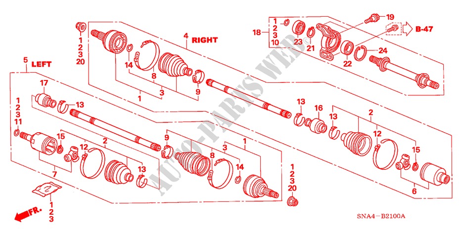 EJE DE IMPULSION DEL./ EJE MEDIO(1.8L) (MT) para Honda CIVIC LX 4 Puertas 5 velocidades manual 2006