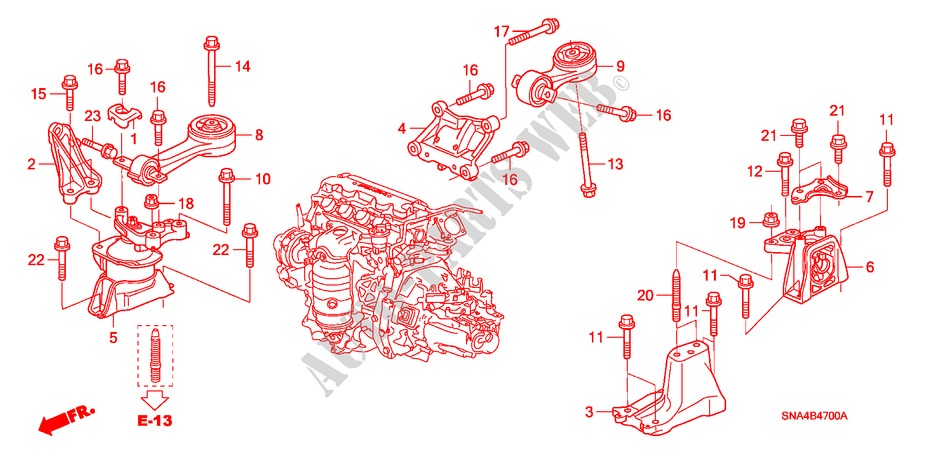 SOPORTES DE MOTOR(1.8L) (MT) para Honda CIVIC LX 4 Puertas 5 velocidades manual 2006