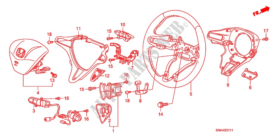 VOLANTE DE DIRECCION(SRS) (2.0L) para Honda CIVIC SI 4 Puertas 6 velocidades manual 2008