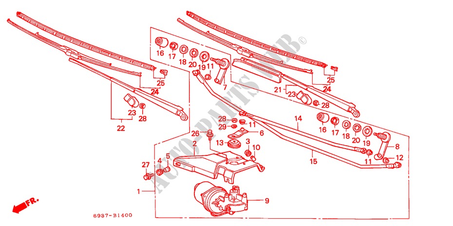 LIMPIAPARABRISAS (B,BP,D,F,G,S,W,X) para Honda QUINTET EX 5 Puertas 5 velocidades manual 1983
