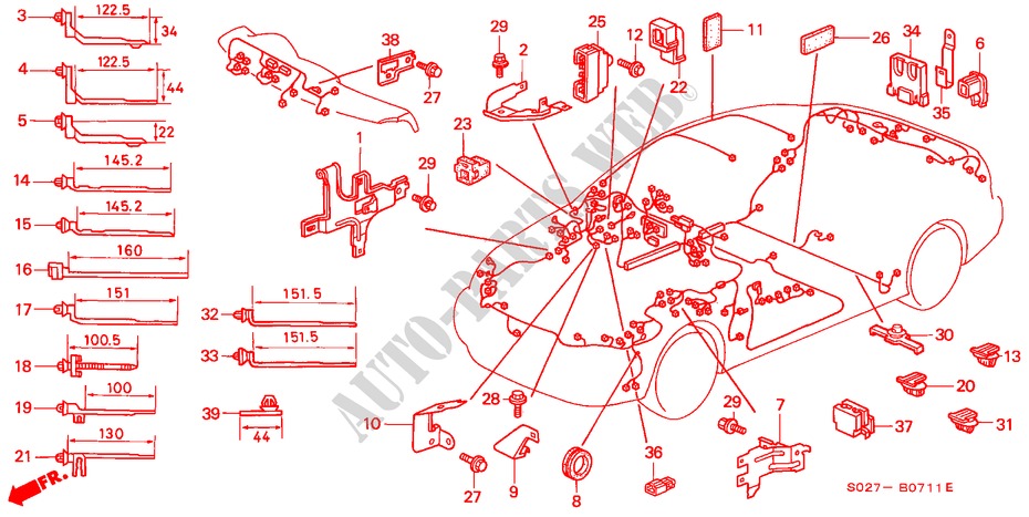 BANDA DE JUEGO DE CABLES/SOPORTE(RH) para Honda CIVIC COUPE VTI-R 2 Puertas 5 velocidades manual 1999