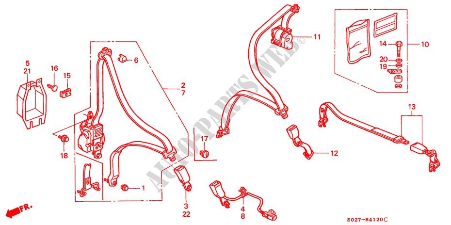 CINTURONES DE SEGURIDAD para Honda CIVIC COUPE 1.6ILS 2 Puertas 5 velocidades manual 1999