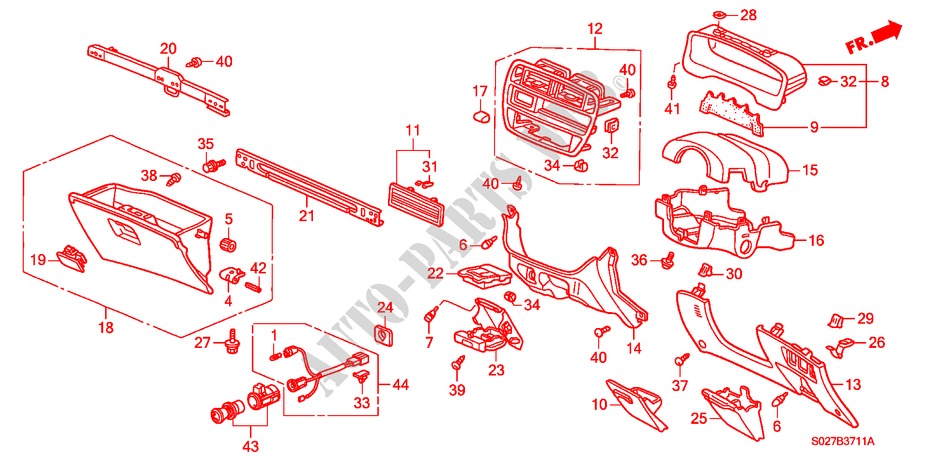 GUARNICION DE INSTRUMENTO(RH) para Honda CIVIC COUPE VTI-R 2 Puertas 5 velocidades manual 1999
