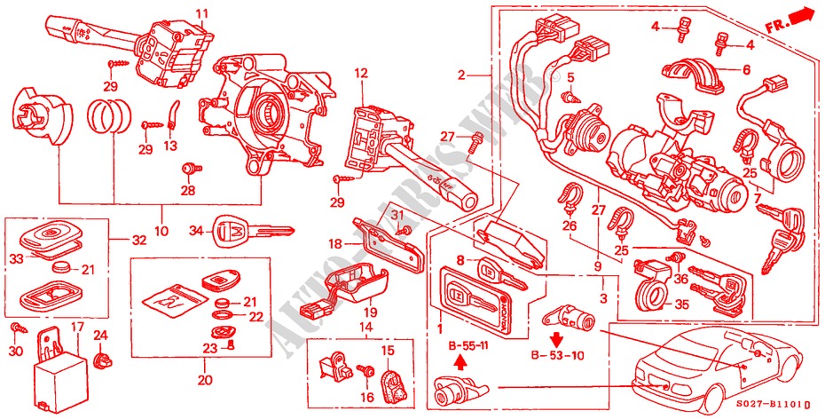 INTERRUPTOR COMBINACION(RH) para Honda CIVIC COUPE 1.6ISR VTEC 2 Puertas 5 velocidades manual 1998