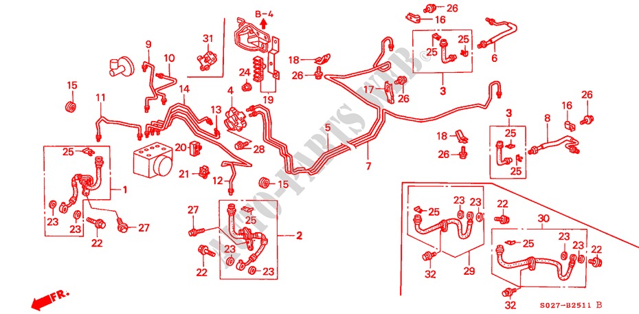 LINEAS DE FRENO(ABS) (RH) para Honda CIVIC COUPE VTI 2 Puertas 5 velocidades manual 1997