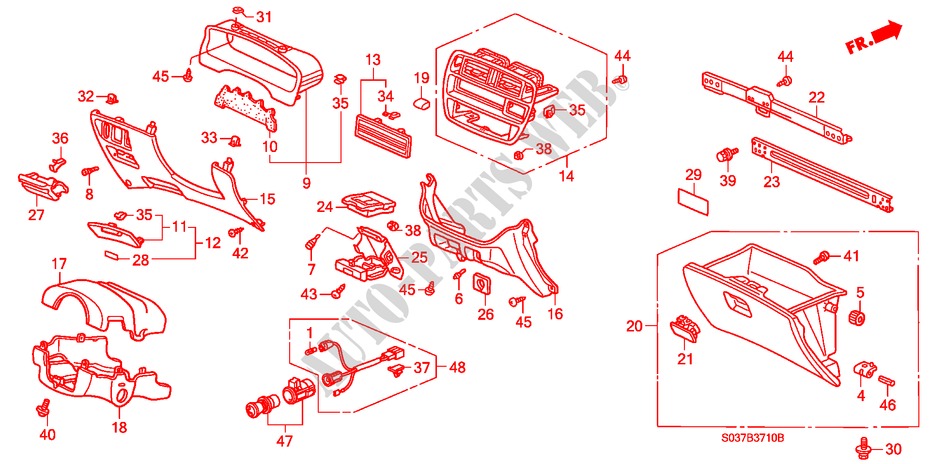 GUARNICION DE INSTRUMENTO(LH) para Honda CIVIC 1.4I 3 Puertas 5 velocidades manual 1996