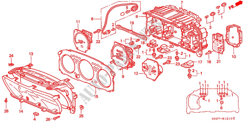 INDICADOR DE COMBINACION (COMPONENTES) para Honda CIVIC 1.6VTI 3 Puertas 5 velocidades manual 1998