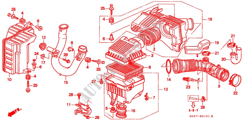 LIMPIADOR DE AIRE(SOHC VTEC) (DOHC VTEC) para Honda CIVIC 1.6VTI 3 Puertas 5 velocidades manual 1997