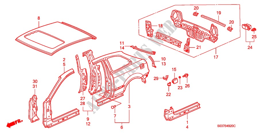 PANELES EXTERIORES para Honda CIVIC 1.6VTI 3 Puertas 5 velocidades manual 1997