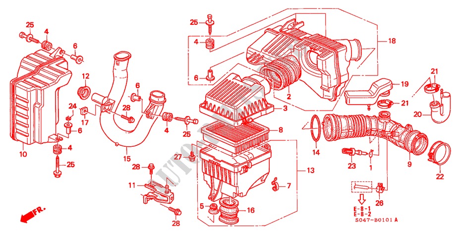 LIMPIADOR DE AIRE(SOHC VTEC) (DOHC VTEC) para Honda CIVIC 1.6VTI 4 Puertas 5 velocidades manual 1999