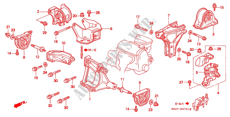 SOPORTES DE MOTOR(MT) (DOHC VTEC) para Honda CIVIC 1.6VTI 4 Puertas 5 velocidades manual 1999