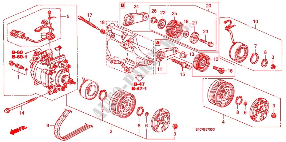 ACONDICIONADOR DE AIRE (COMPRESOR) para Honda CR-V RVI 5 Puertas 5 velocidades manual 2000