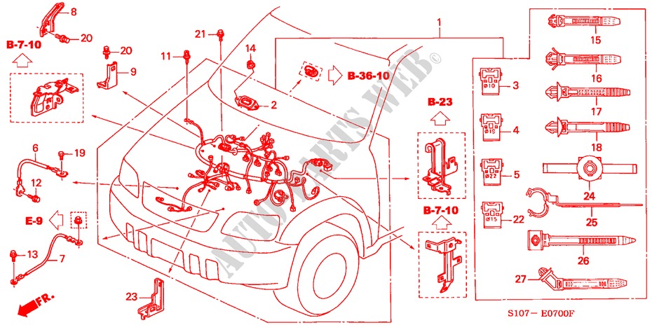 CONJ. DE CABLES DE MOTOR(LH) para Honda CR-V RVSI 5 Puertas 4 velocidades automática 2000