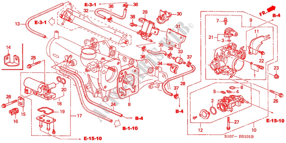 CUERPO MARIPOSA GASES('99 ) para Honda CR-V RVI 5 Puertas 5 velocidades manual 2000