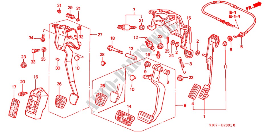 PEDAL(RH) para Honda CR-V RVSI 5 Puertas 5 velocidades manual 2000