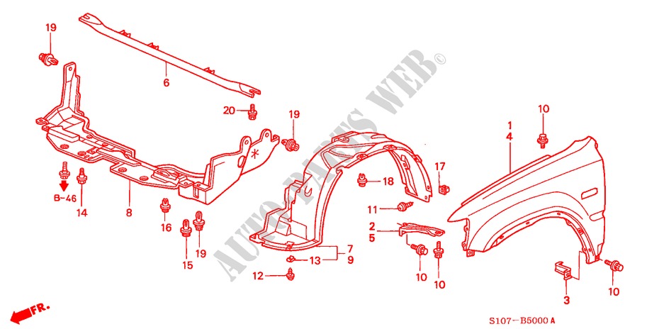 GUARDABARROS DELANTERO para Honda CR-V RVI 5 Puertas 5 velocidades manual 2001