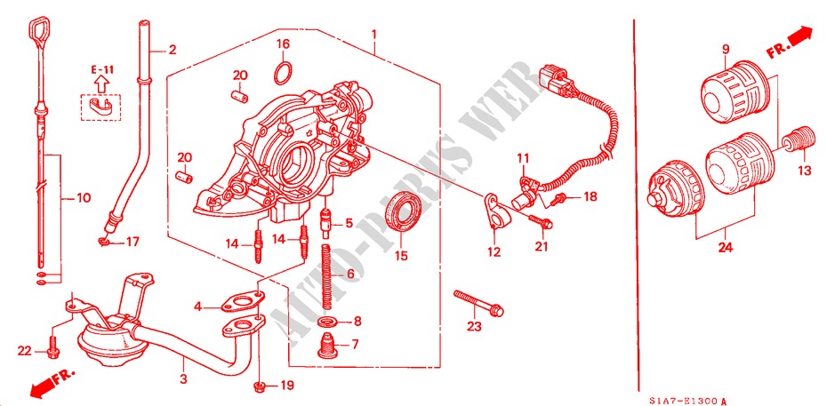 BOMBA DE ACEITE/COLADOR DE ACEITE (1.6L) para Honda ACCORD 1.6ILS 4 Puertas 5 velocidades manual 1999