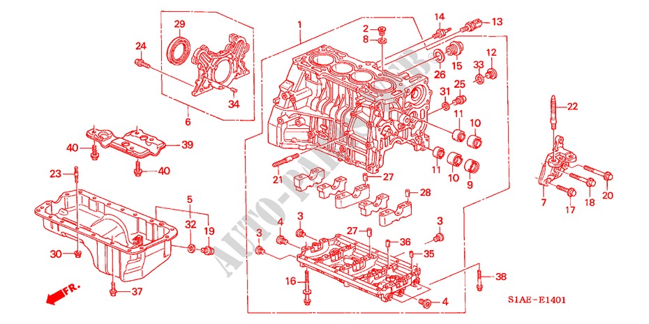 BLOQUE DE CILINDRO/COLECTOR DE ACEITE (1.8L/2.0L/2.3L) para Honda ACCORD 2.0IES 4 Puertas 5 velocidades manual 2000