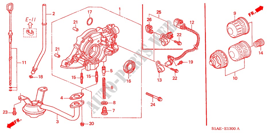 BOMBA DE ACEITE/COLADOR DE ACEITE (1.6L) para Honda ACCORD 1.6ILS 4 Puertas 5 velocidades manual 2000