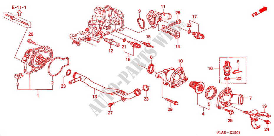 BOMBA DE AGUA/SENSOR (1.8L/2.0L/2.3L) para Honda ACCORD 2.0ILS          D4 4 Puertas 4 velocidades automática 2000