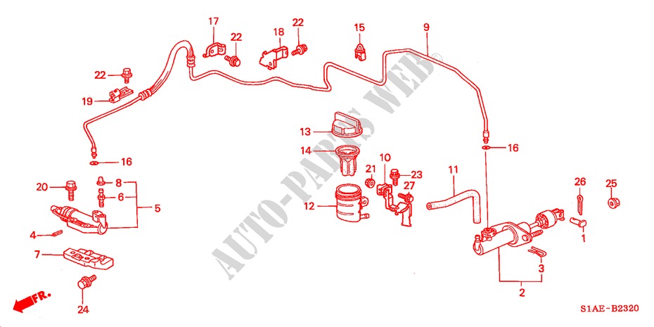 CILINDRO MAESTRO EMBRAGUE (LH) para Honda ACCORD 1.6ILS 4 Puertas 5 velocidades manual 2000