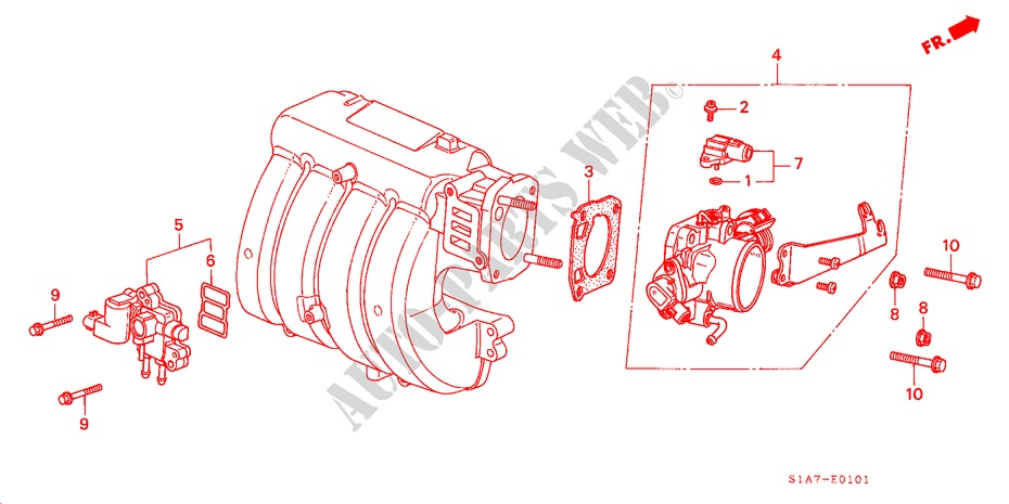CUERPO MARIPOSA GASES (1.8L/2.0L/2.3L) para Honda ACCORD 2.0IES 4 Puertas 5 velocidades manual 2000