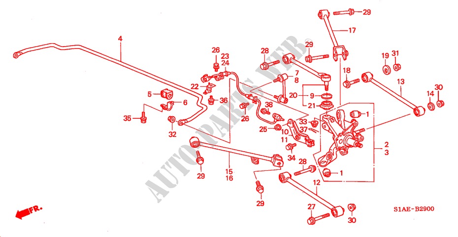 ESTABILIZADOR TRASERO/ BRAZO INFERIOR TRASERO para Honda ACCORD 1.6IS 4 Puertas 5 velocidades manual 2000