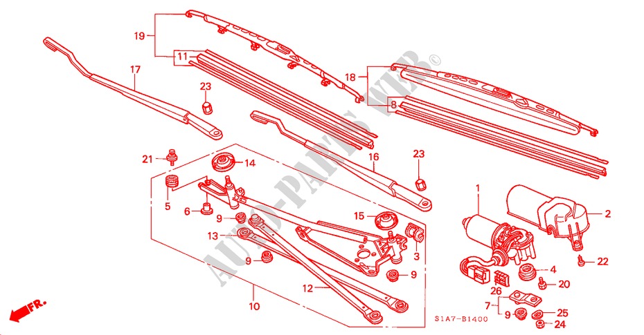 LIMPIAPARABRISAS (LH) para Honda ACCORD 1.6IS 4 Puertas 5 velocidades manual 2000