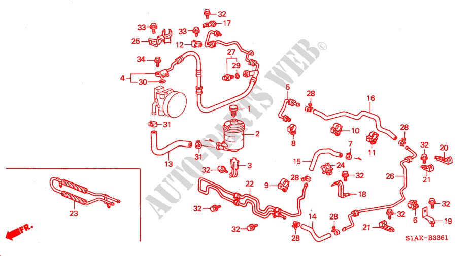 LINEAS DE P.S.(RH) para Honda ACCORD 1.6ILS 4 Puertas 5 velocidades manual 2000