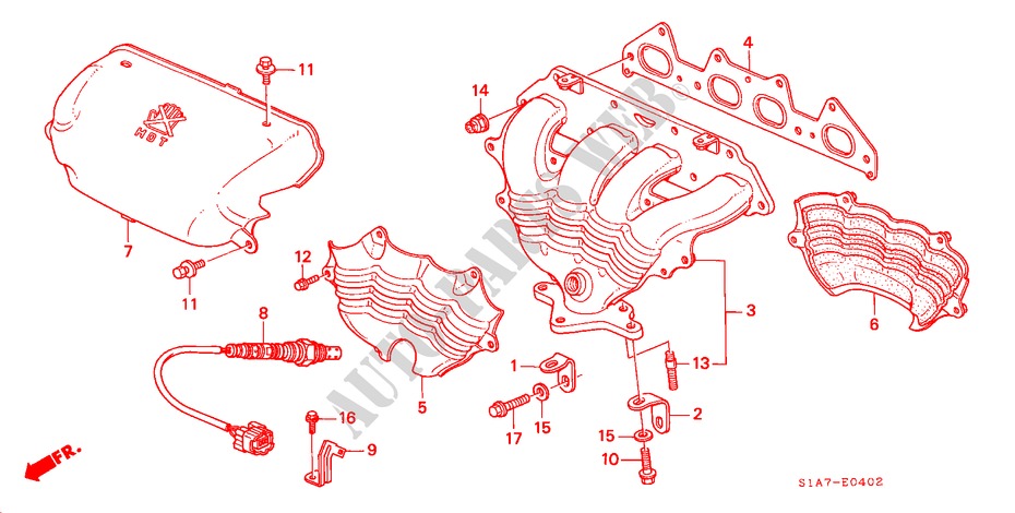 MULTIPLE DE ESCAPE(2.0L) para Honda ACCORD 2.0IES 4 Puertas 5 velocidades manual 2000