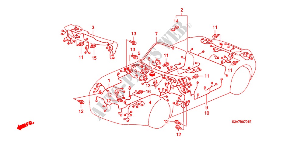 CONJUNTO DE ALAMBRES(RH) para Honda S2000 S2000 2 Puertas 6 velocidades manual 2000