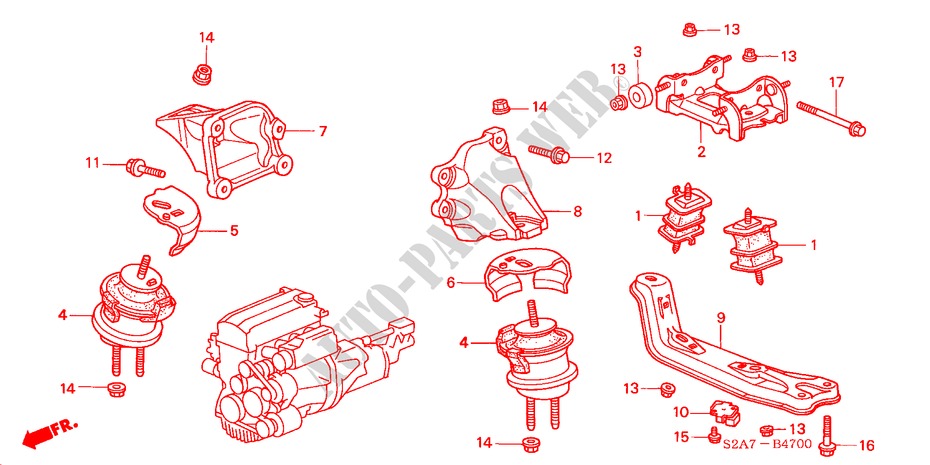 SOPORTES DE MOTOR para Honda S2000 S2000 2 Puertas 6 velocidades manual 2000