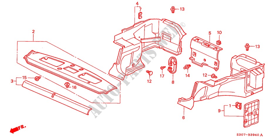 BANDEJA TRASERA/GUARNICION PORTAEQUIPAJE para Honda PRELUDE 2.0I 2 Puertas 5 velocidades manual 1997