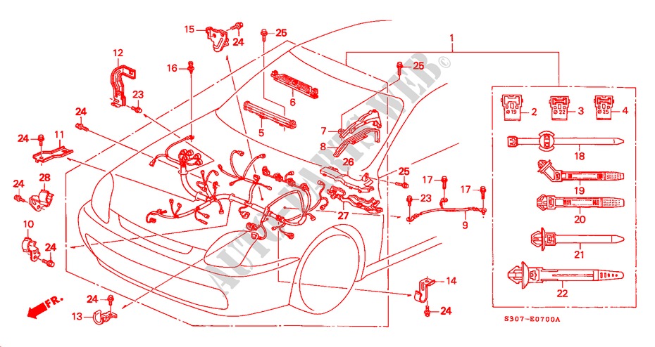 CONJ. DE CABLES DE MOTOR(LH) para Honda PRELUDE 2.0I 2 Puertas 5 velocidades manual 1997