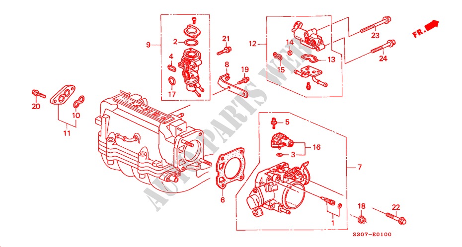 CUERPO MARIPOSA GASES(SOHC) para Honda PRELUDE 2.0I 2 Puertas 5 velocidades manual 1997