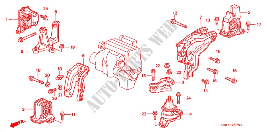 SOPORTES DE MOTOR(MT) para Honda PRELUDE 2.0I 2 Puertas 5 velocidades manual 1997