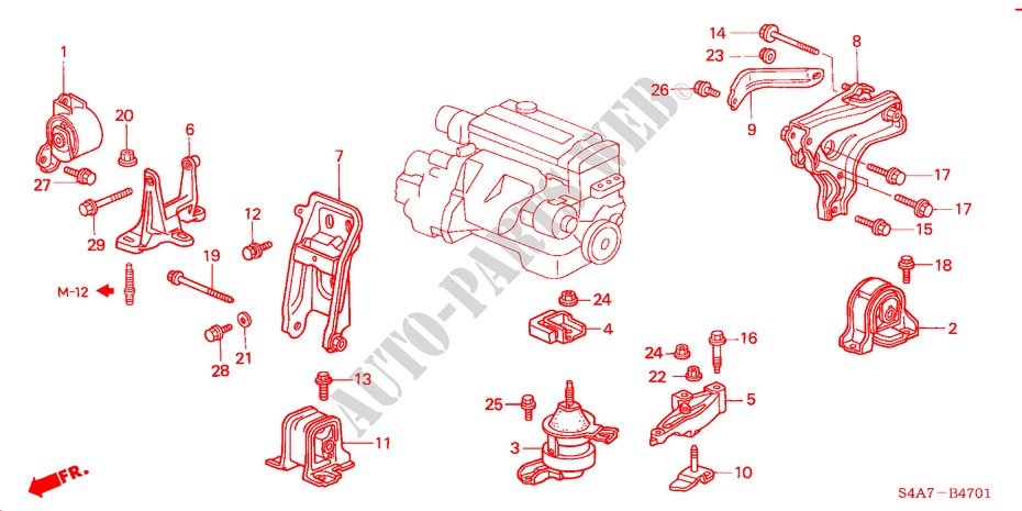 SOPORTES DE MOTOR(MT) (1.8L/2.0L) para Honda ACCORD 2.0IES 5 Puertas 5 velocidades manual 1999