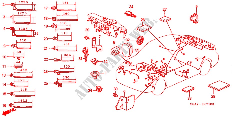 BANDA DE JUEGO DE CABLES/SOPORTE(LH) para Honda CIVIC 1.6SE 4 Puertas 5 velocidades manual 2001
